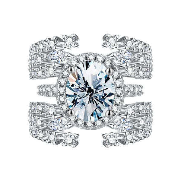 Venushe Oval Cut 3CT Moissanite Sterling Silver Ring