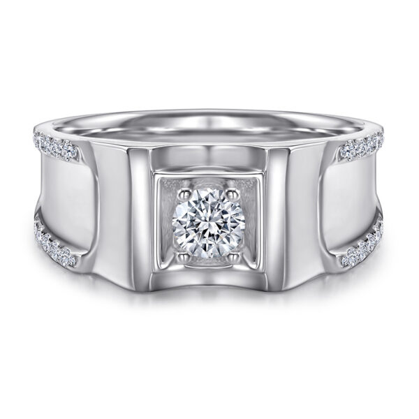 Venushe Round Cut Sterling Silver Men's Band