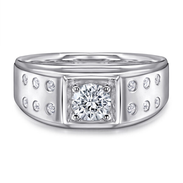 Venushe Round Cut Sterling Silver Men's Band