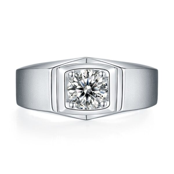 Venushe Round Cut Moissanite Sterling Silver Men's Band