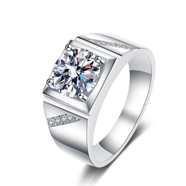 Venushe Round Cut 1CT Moissanite Sterling Silver Men's Band